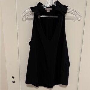 Chic Black Ruffled V-Neck Blouse